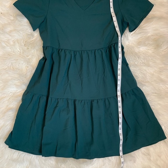 Teal v neck tiered flouncy shift dress small - Picture 5 of 9